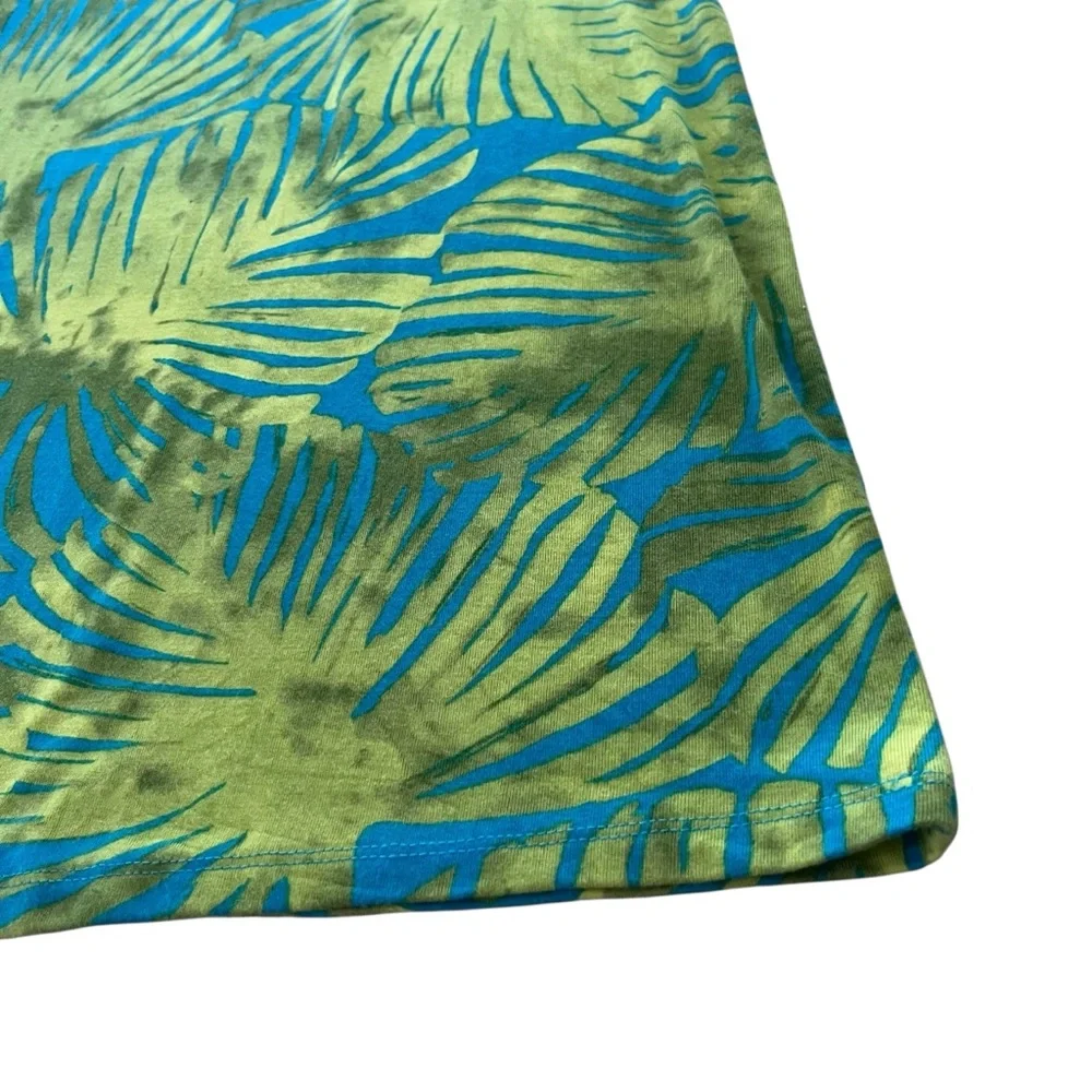 Tommy Bahama Women’s M Blue Green, Tropical Leaf Aloha Knit Shift Shirt Sundress